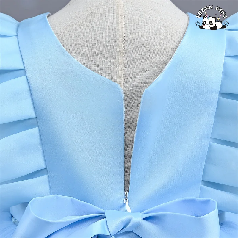 LEZONKIDS - Customizable New High-end Sleeveless Flower Decoration Party Children's Clothing Girls Dress